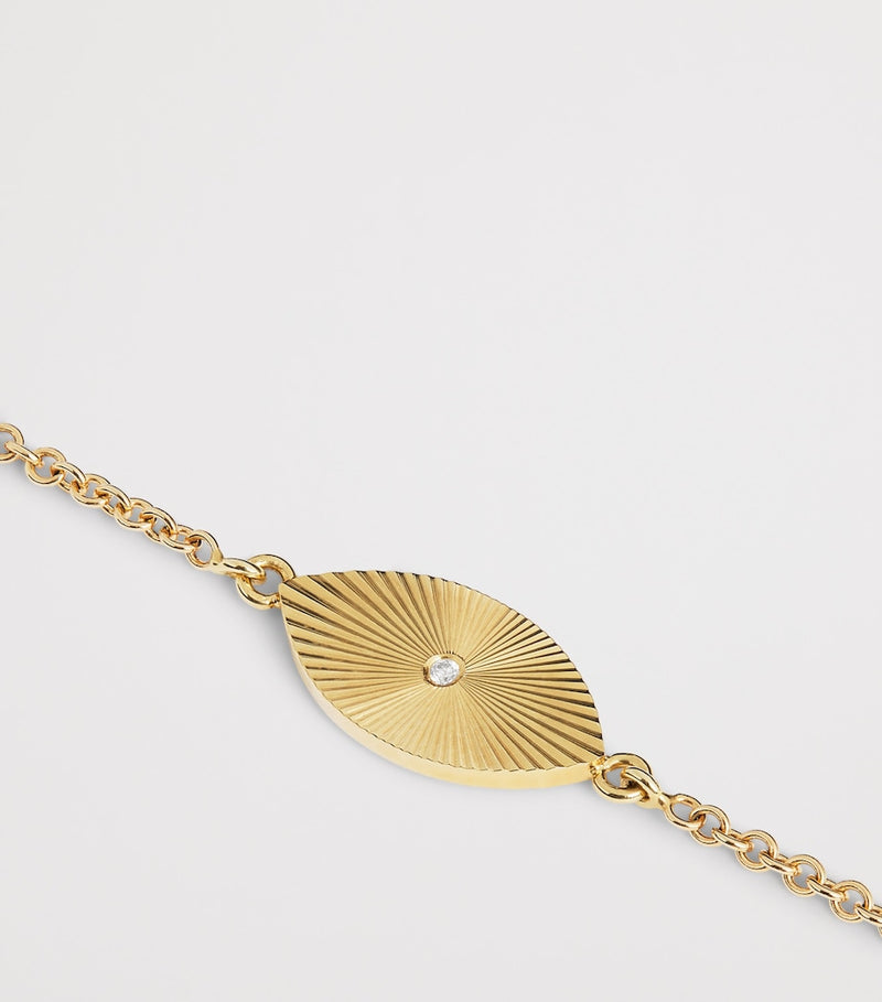 Jennifer Meyer mini evil eye bracelet in yellow gold with diamond, imported from the UK