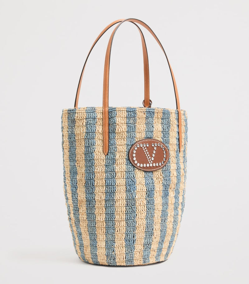Valentino Garavani straw bucket bag with VLogo, UK version