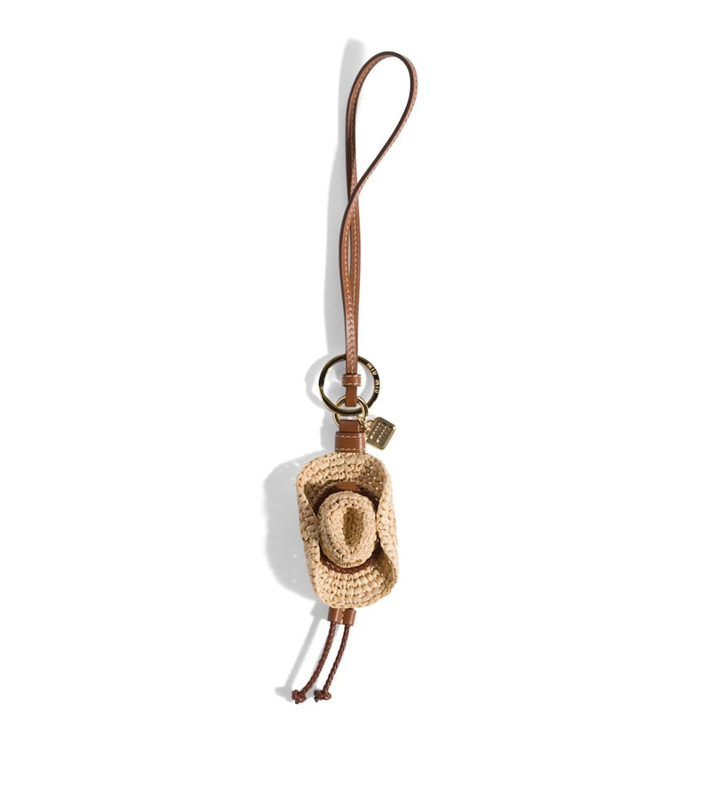 Miu Miu raffia and leather sunhat keyring, UK version