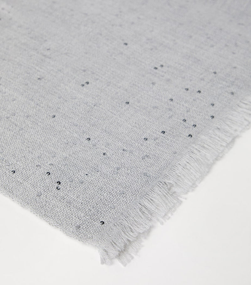 Brunello Cucinelli cashmere silk diamond yarn sequin scarf, imported from the UK