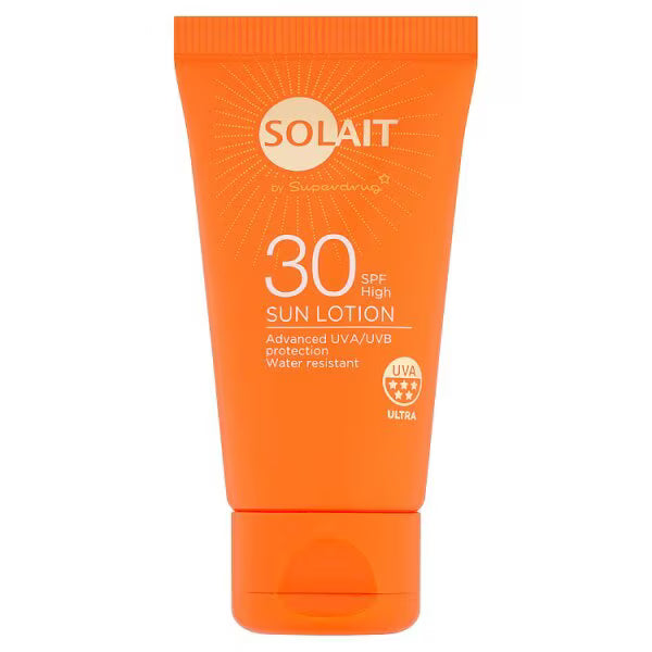 Solait solkrem SPF 30 30ml produktemballasje (britisk merke)
