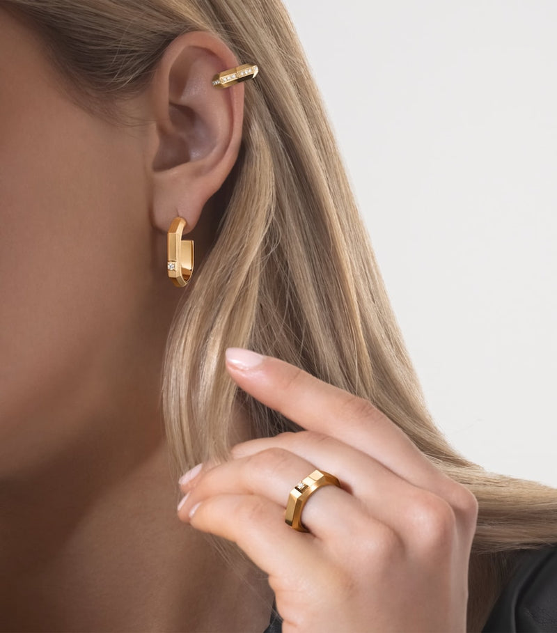 Messika yellow gold diamond ear cuff 0.05ct, imported from the UK