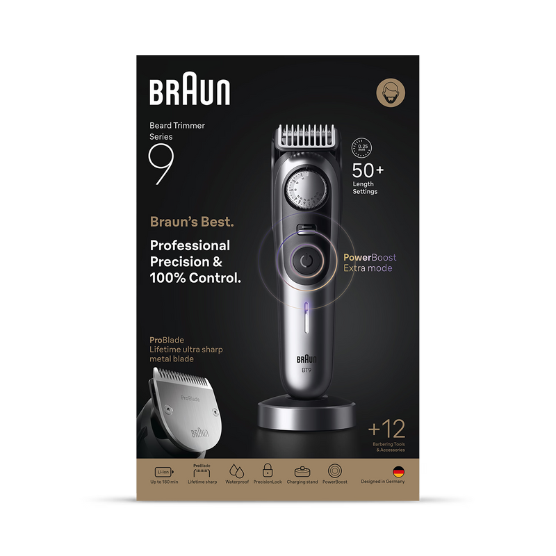 Braun Series 9 Beard Trimmer BT9560 Chrome, imported from the UK