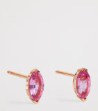 SHAY rose gold stud earrings with pink sapphire and diamond halo - British product