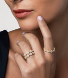 David Morris yellow gold diamond triolette ring, imported from the UK