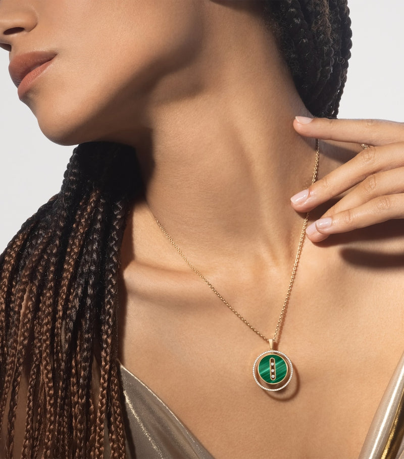 Messika Lucky Move necklace yellow gold diamond malachite - British product