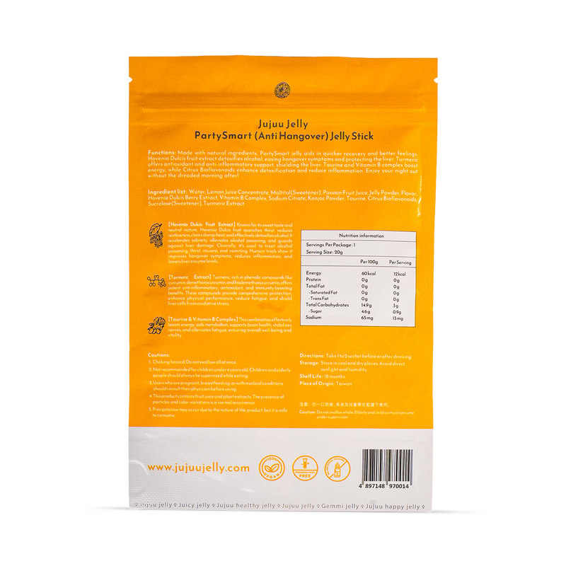 Party Smart anti-hangover jelly sticks bag of 10, UK version