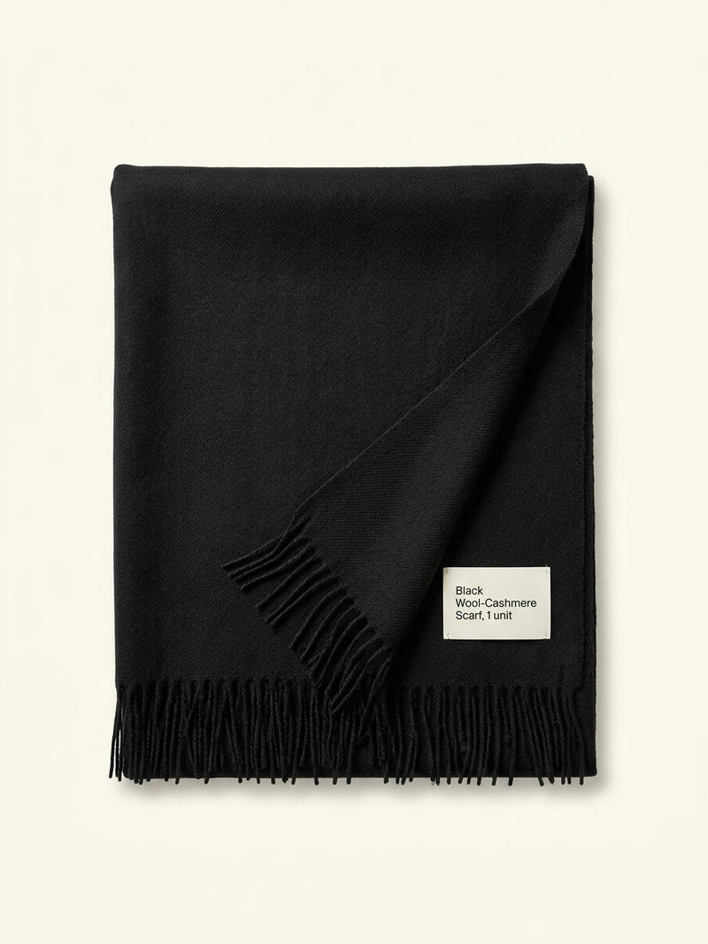 Mulberry solid merino wool fringed scarf 70x200cm - British product