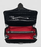 Aspinal of London Mayfair velvet embroidered top-handle bag (British brand)