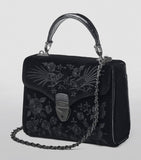 Aspinal of London Mayfair velvet embroidered top-handle bag (British brand)