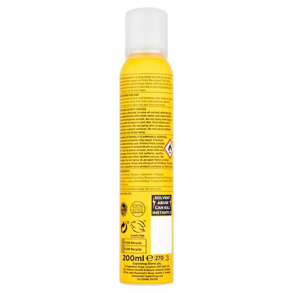 Superdrug Style Expertise freeze hold hairspray 200ml (British brand)