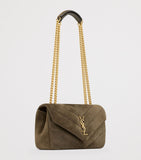 Saint Laurent Small Loulou shoulder bag in padded suede, imported from the UK