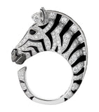 Boucheron white gold diamond onyx zebra ring, UK version
