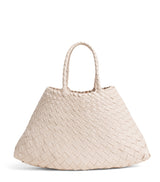 Harrods Dragon Diffusion Small Leather Woven Santa Croce Tote Bag- Buy online at McGrocer