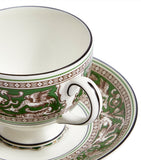 Wedgwood Florentine Verde teacup and saucer (British brand)