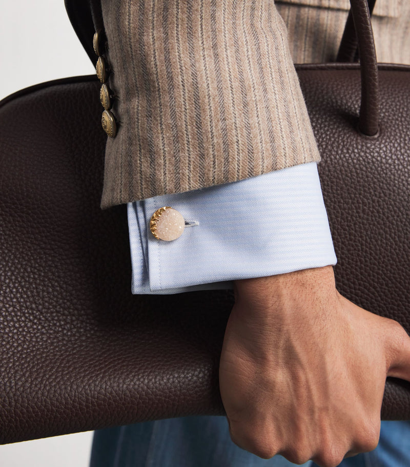 Tateossian rose gold and white agate cufflinks, UK version