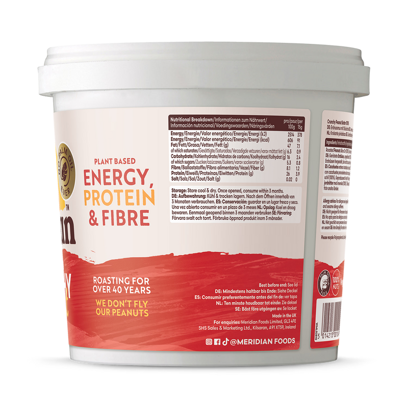 Meridian natural crunchy peanut butter 1kg, imported from the UK