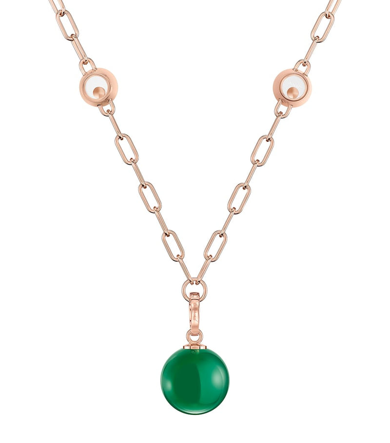 Chopard Happy Diamonds Planet necklace rose gold and green agate, UK version