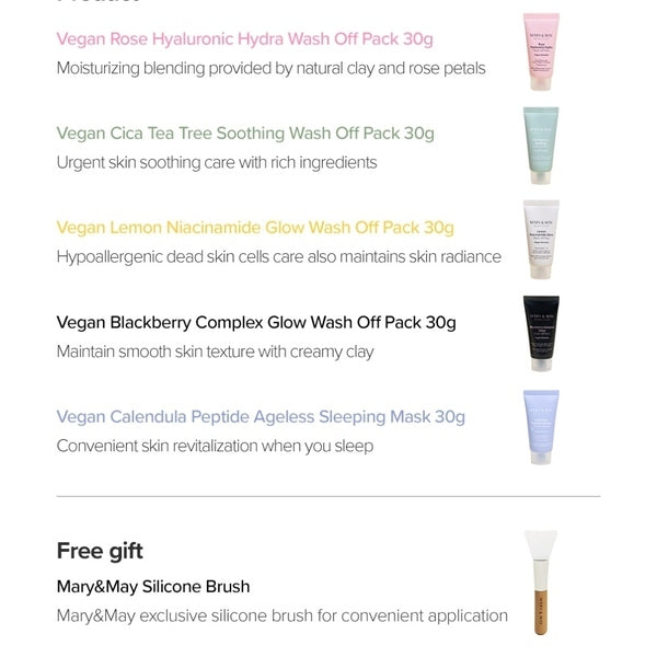 Mary & May Mask Gift Set 30g, imported from the UK