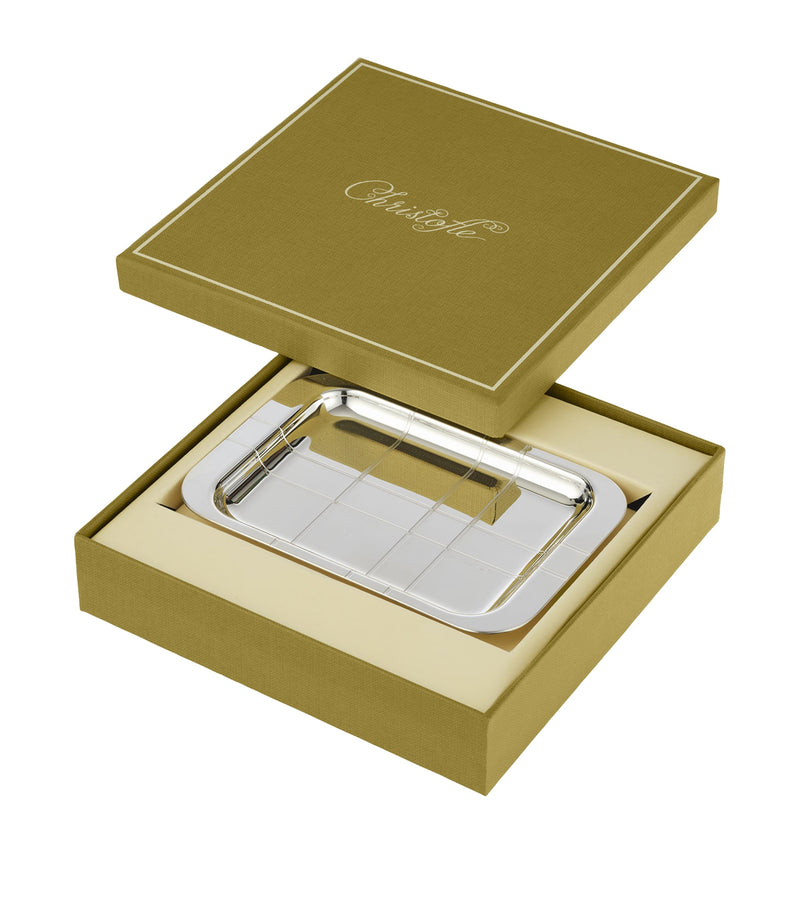 Christofle silver-plated Graphik tray 15cm x 10cm - British product