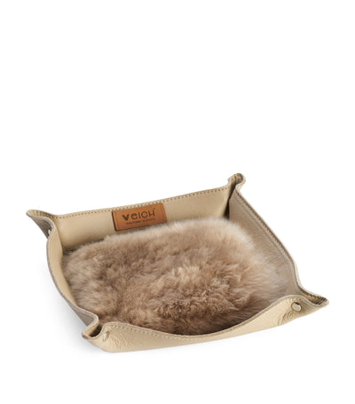Harrods Alpaca Wool and Leather Catchall Tray 20cm x 20cm- Buy online at McGrocer