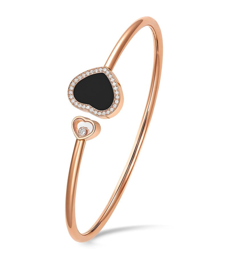 Chopard Happy Hearts rose gold diamond onyx bracelet 17cm - British product