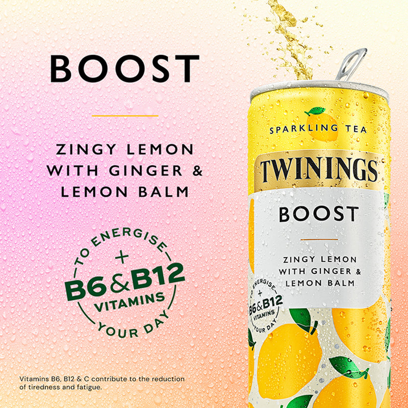 Twinings Boost Lemon Ginger Sparkling Tea 250ml (British brand)