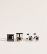 Harrods Tateossian Metal and Hematite Duo Cabochon Cufflinks and Studs Set- Buy online at McGrocer