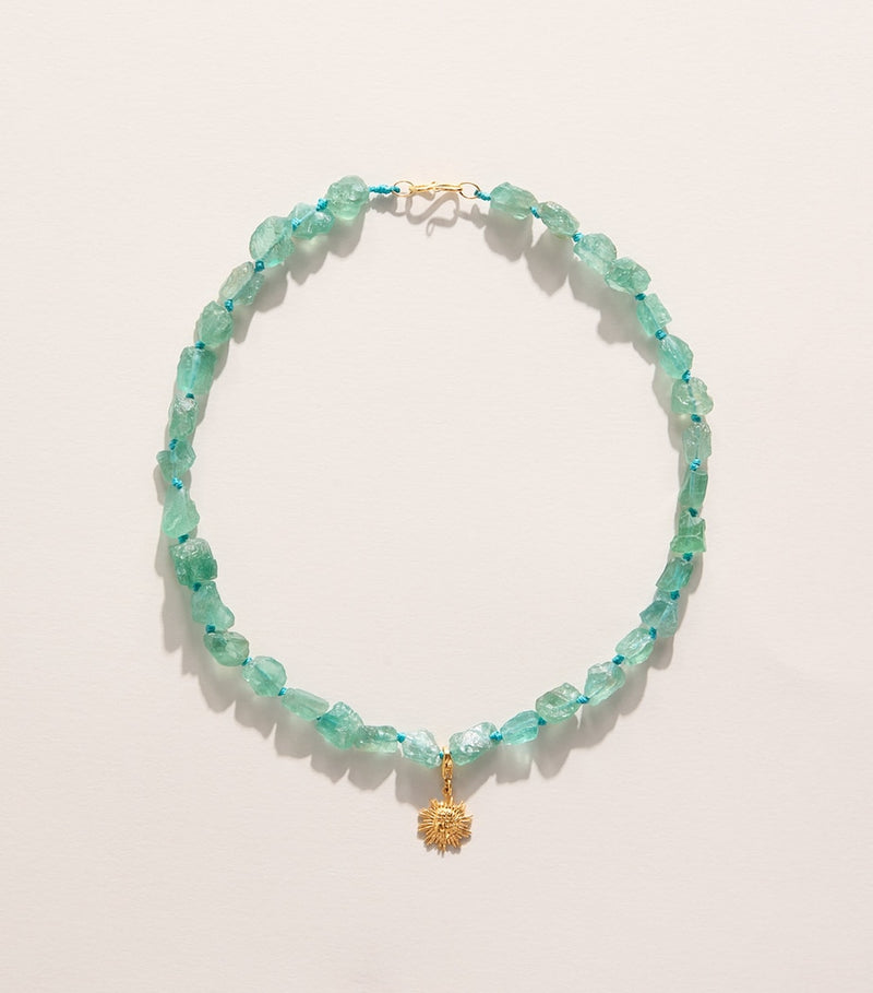 Hermina Athens beaded sun charm necklace with gold-tone pendant, imported from the UK