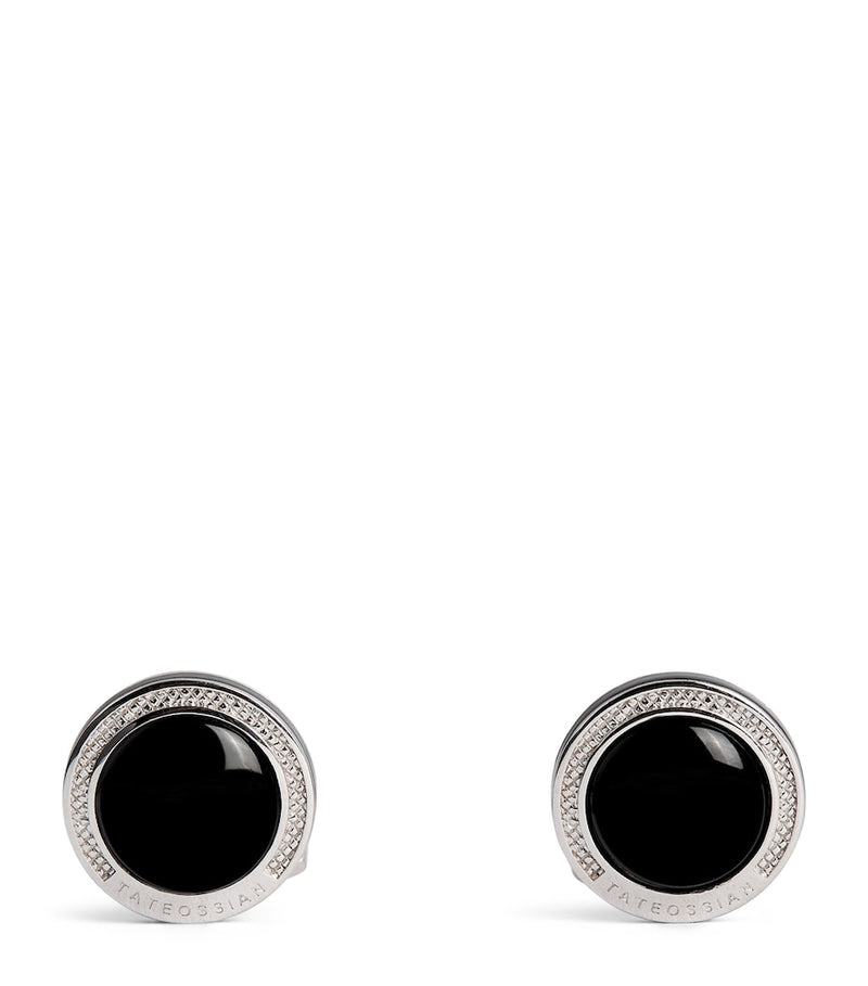 Tateossian sterling silver onyx cufflinks, UK version