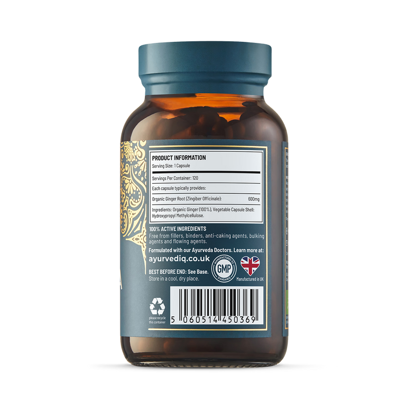 Ayurvediq organic ginger capsules 120 count (British brand)