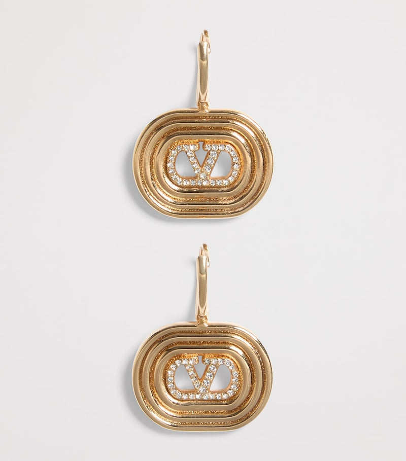 Valentino Garavani VLogo drop earrings with pavé crystals, imported from the UK