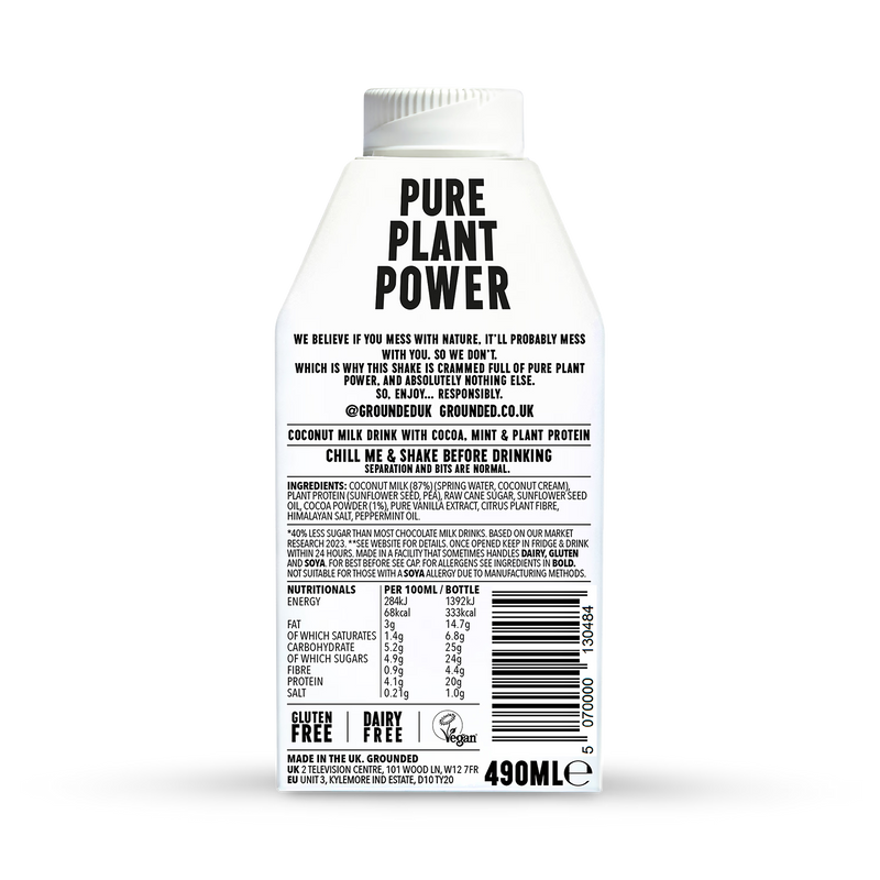 Grounded Mint Choc protein shake 490ml - British product