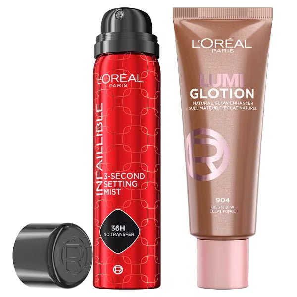 L'Oréal Paris setting spray duo deep glow, imported from the UK