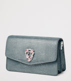 Aspinal of London snakeskin-embossed leather Eliza clutch bag, UK version