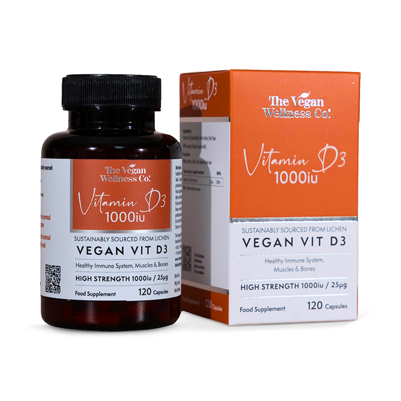 The Vegan Wellness Co vegan vitamin D3 1000iu 120 capsules, UK version