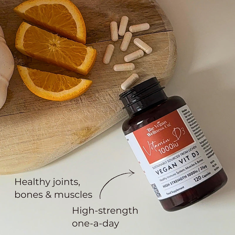 The Vegan Wellness Co vegan vitamin D3 1000iu 120 capsules, UK version