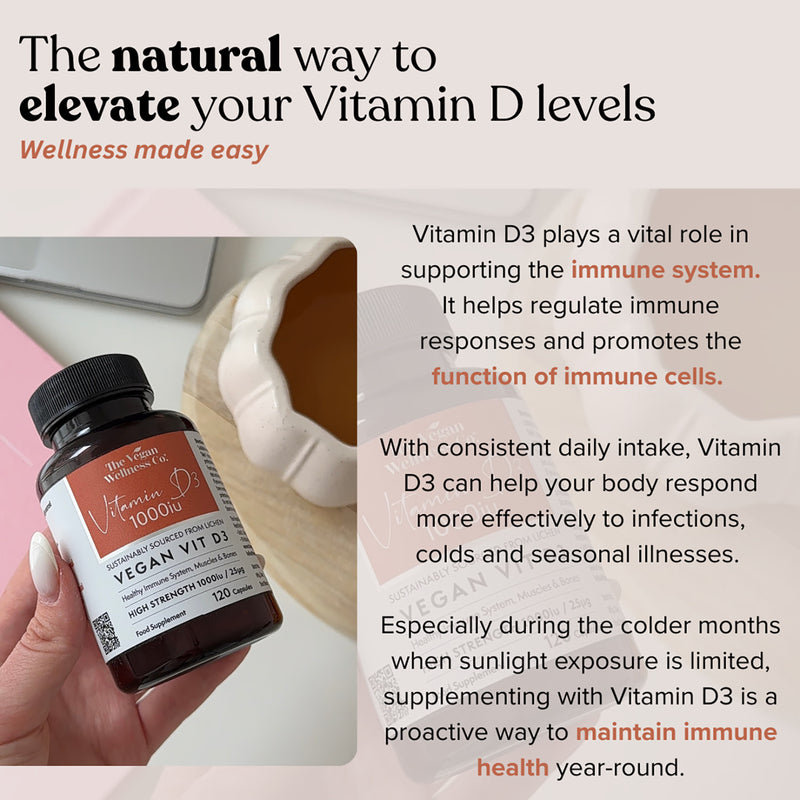 The Vegan Wellness Co vegan vitamin D3 1000iu 120 capsules, UK version