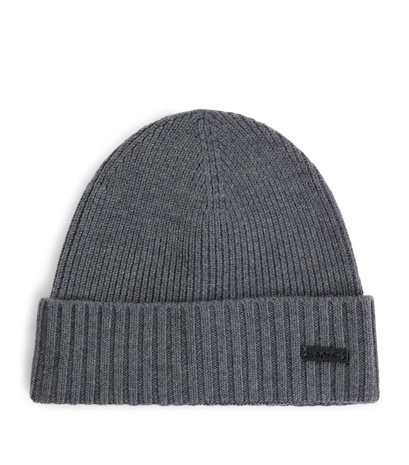 BOSS beanie virgin wool logo badge, imported from the UK