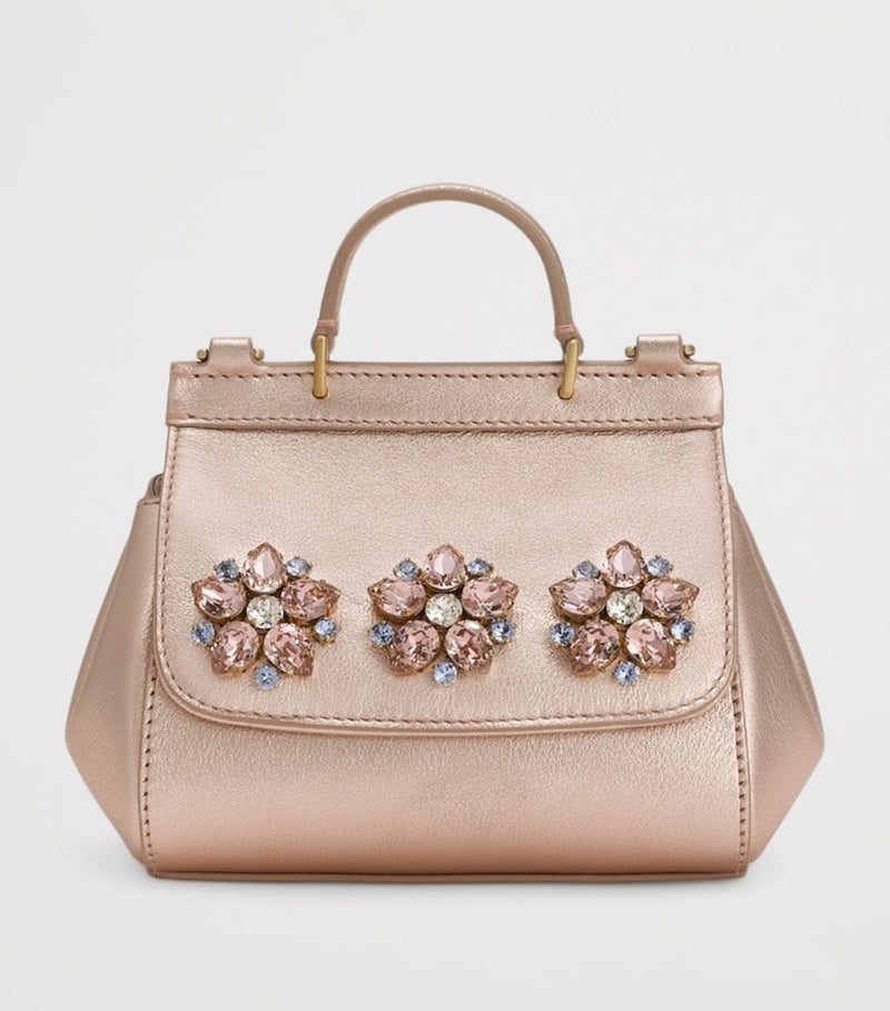 Dolce&Gabbana Kids Sicily handbag with crystal flowers, imported from the UK