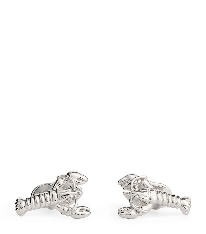 Babette Wasserman rhodium-plated lobster cufflinks H2.2cm x W1.2cm, imported from the UK