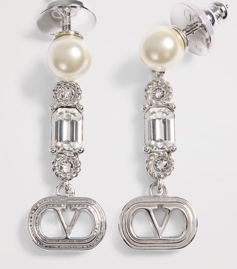 Valentino Garavani VLogo crystal ovalette earrings (British brand)