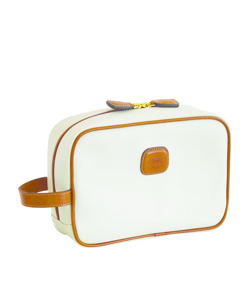 Bric's Firenze wash bag cream embossed PVC leather trims, imported from the UK