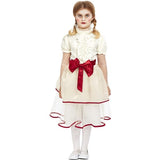 Smiffys girls porcelain doll costume cream dress and belt, imported from the UK