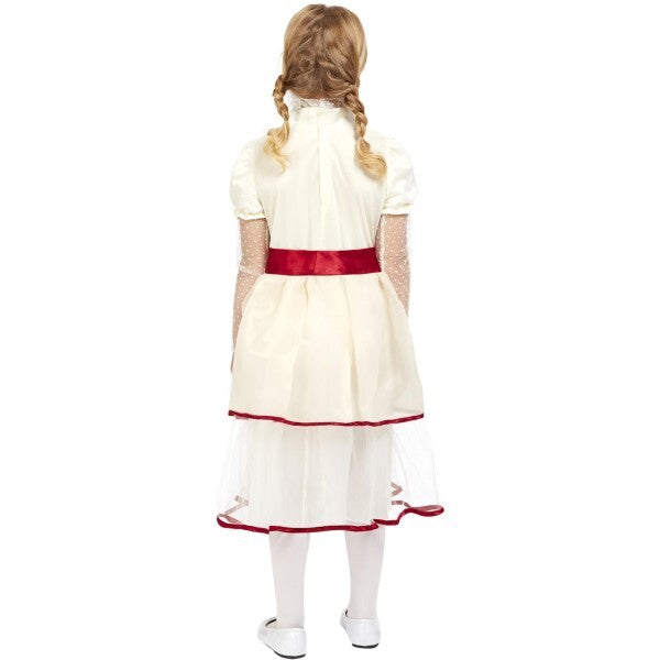 Smiffys girls porcelain doll costume cream dress and belt, imported from the UK
