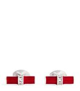 Harrods Deakin & Francis Sterling Silver Spinel Centre Cufflinks Red Enamel 2.4cm x 0.5cm- Buy online at McGrocer