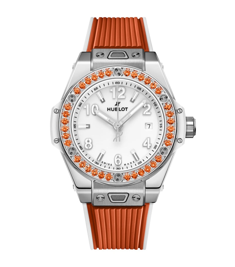 Hublot Big Bang One Click watch 33mm steel orange strap - British product