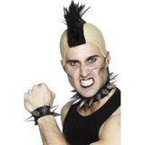 Smiffys silver PVC punk choker and wristband set - British product