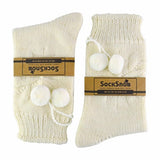 Sock Snob Ladies Alpaca Wool Slipper Bed Socks With Pom Pom
