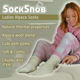 Sock Snob Ladies Alpaca Wool Slipper Bed Socks With Pom Pom